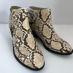 Arizona Jean Company Snakeskin Ankle Booties - Brown and Cream